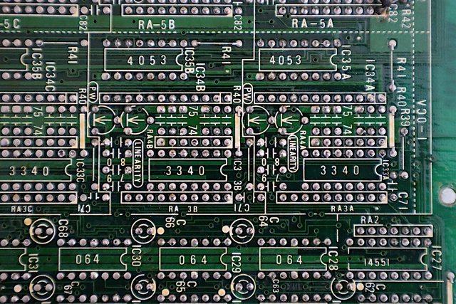 Roland Jupiter 6 voice module PCB, solder side