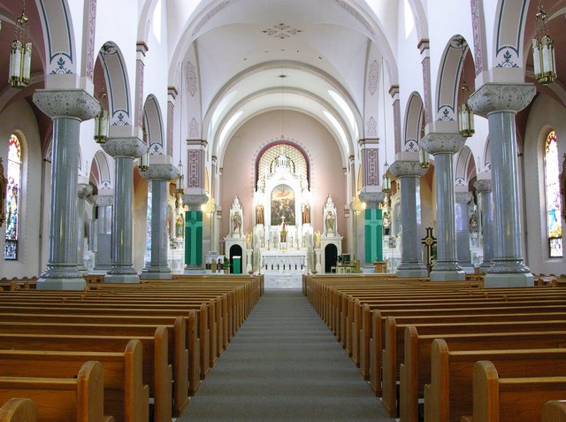 St. Fidelis Church, Victoria, KS: nave and presbytery