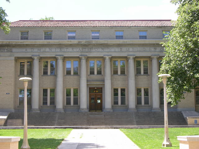 Colorado State University Oval: looking south at Administration Building
