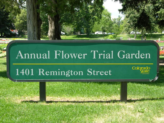 Colorado State University Annual Flower Trial Garden sign