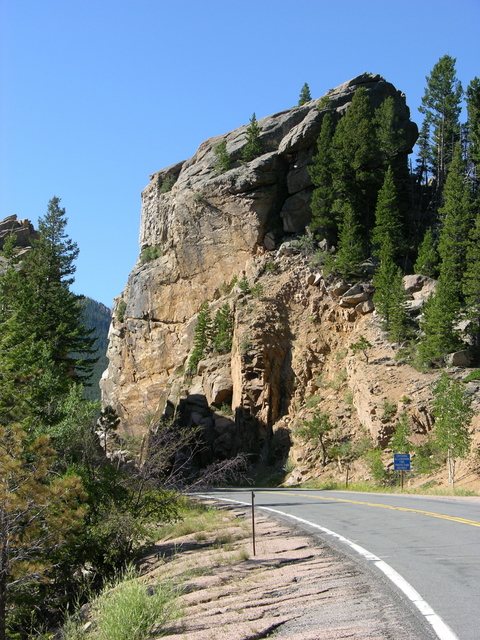 Colorado Highway 7: cut in rock above Estes Park