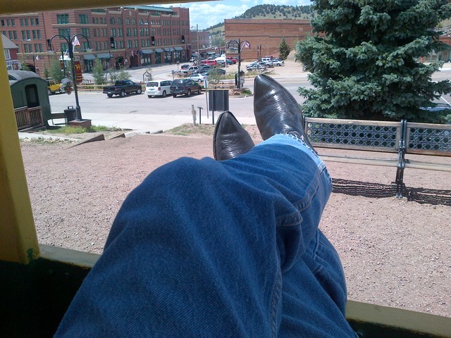 self-portrait on Cripple Creek and Victor Narrow Gauge Railroad