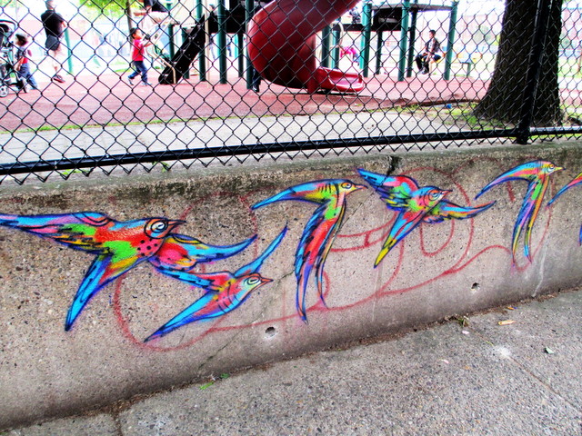 Birds painted on the edge of Capitolo playground, Philadelphia