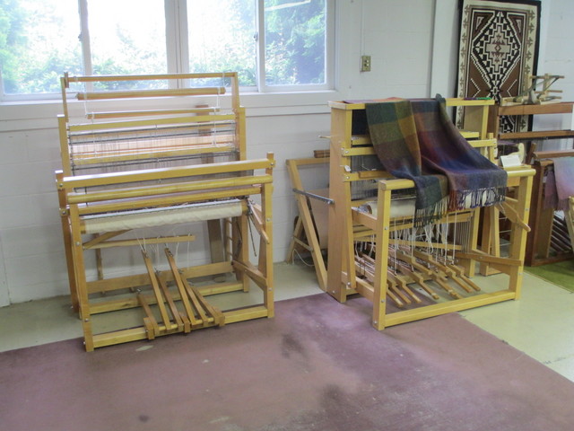Weaving equipment at Mannings Handweaving School and Supply Center